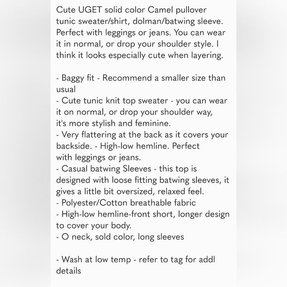 UGET Green Pullover Sweater Loose Fitting Tunic/Top Sz XL - Picture 3 of 5